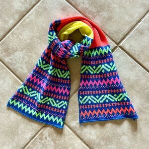 Dolce & Gabbana Knit Scarf Colorful Aztec Tribal Design Neon